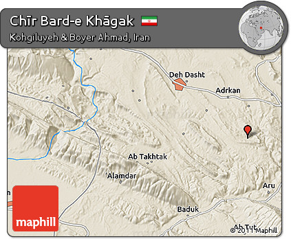 Shaded Relief 3D Map of Chīr Bard-e Khāgak