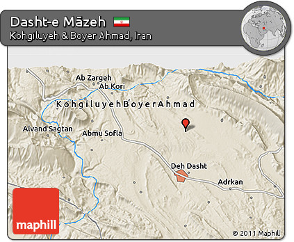 Shaded Relief 3D Map of Dasht-e Māzeh