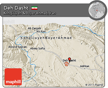 Shaded Relief 3D Map of Deh Dasht