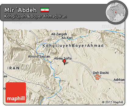 Shaded Relief 3D Map of Mīr `Abdeh