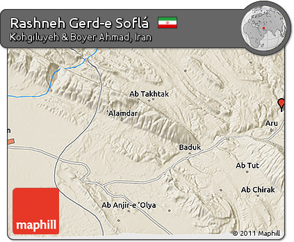 Shaded Relief 3D Map of Rashneh Gerd-e Soflá