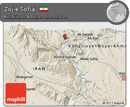 Shaded Relief 3D Map of Zoj-e Soflá