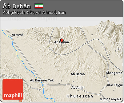Shaded Relief 3D Map of Āb Behān