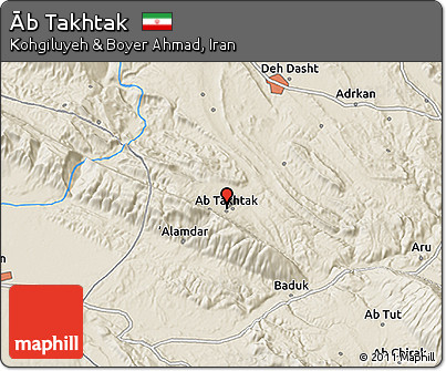 Shaded Relief 3D Map of Āb Takhtak