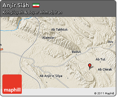 Shaded Relief 3D Map of Anjīr Sīāh