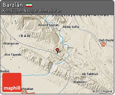 Shaded Relief 3D Map of Barzīān