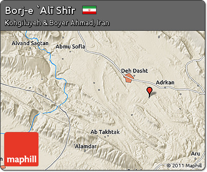 Shaded Relief 3D Map of Borj-e `Alī Shīr