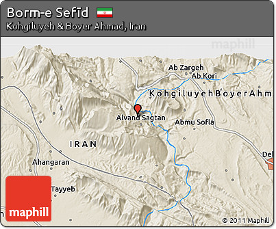 Shaded Relief 3D Map of Borm-e Sefīd