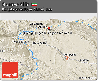 Shaded Relief 3D Map of Borm-e Shīr