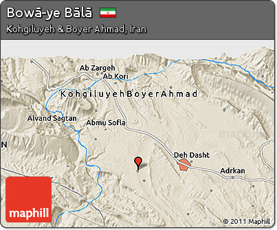 Shaded Relief 3D Map of Bowā-ye Bālā