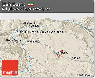 Shaded Relief 3D Map of Deh Dasht