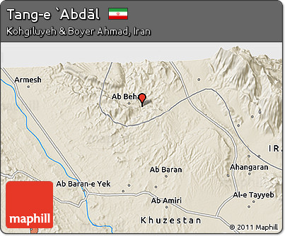 Shaded Relief 3D Map of Tang-e `Abdāl