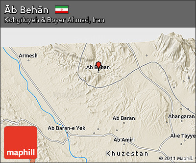 Shaded Relief 3D Map of Āb Behān