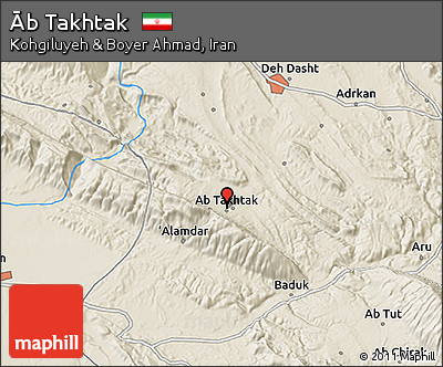 Shaded Relief 3D Map of Āb Takhtak