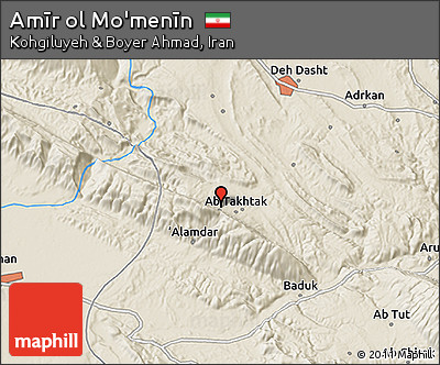 Shaded Relief 3D Map of Amīr Ol Mo'menīn