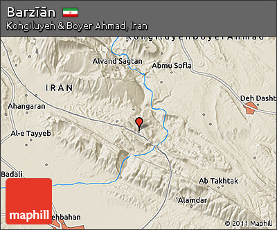 Shaded Relief 3D Map of Barzīān
