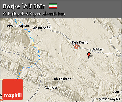 Shaded Relief 3D Map of Borj-e `Alī Shīr