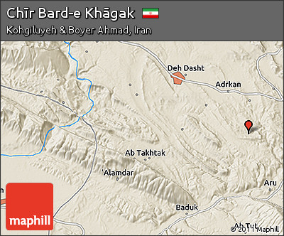 Shaded Relief 3D Map of Chīr Bard-e Khāgak