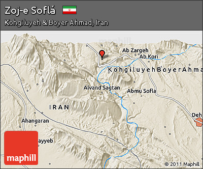 Shaded Relief 3D Map of Zoj-e Soflá