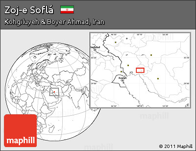 Blank Location Map of Zoj-e Soflá