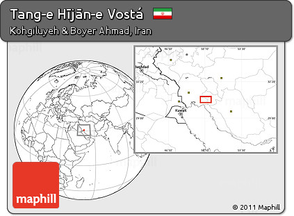 Blank Location Map of Tang-e Hījān-e Vostá