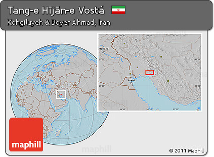 Gray Location Map of Tang-e Hījān-e Vostá, hill shading