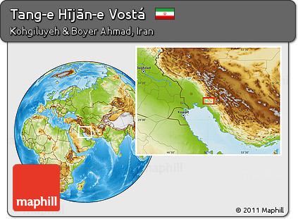 Physical Location Map of Tang-e Hījān-e Vostá