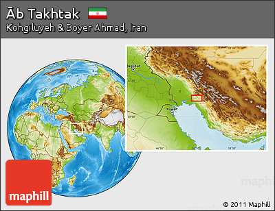 Physical Location Map of Āb Takhtak