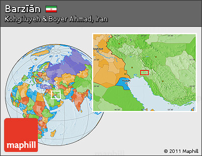 Political Location Map of Barzīān