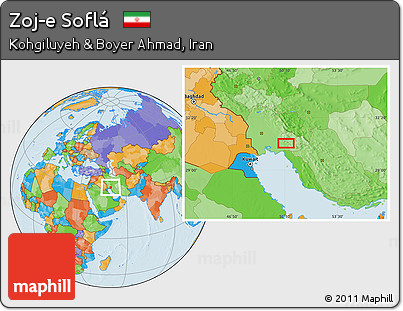 Political Location Map of Zoj-e Soflá