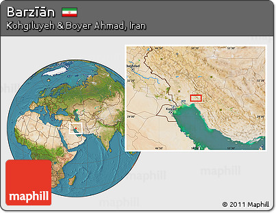 Satellite Location Map of Barzīān