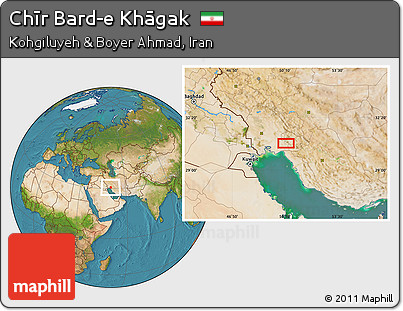 Satellite Location Map of Chīr Bard-e Khāgak