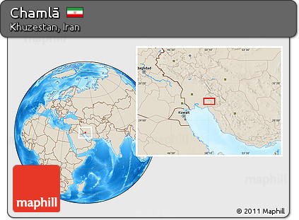Shaded Relief Location Map of Chamlā