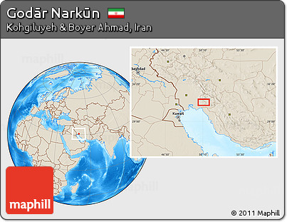Shaded Relief Location Map of Godār Narkūn