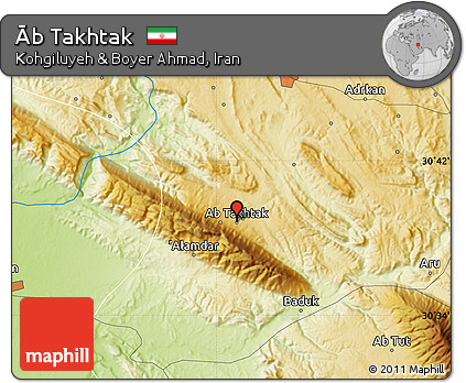 Physical Map of Āb Takhtak