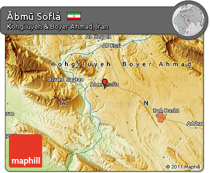 Physical Map of Ābmū Soflá