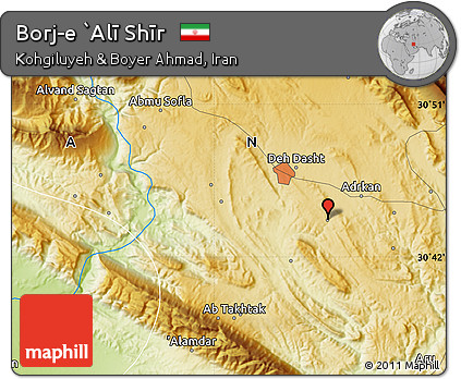 Physical Map of Borj-e `Alī Shīr