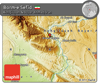 Physical Map of Borm-e Sefīd