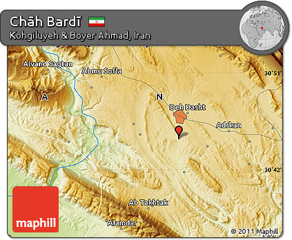 Physical Map of Chāh Bardī