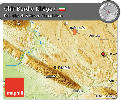 Physical Map of Chīr Bard-e Khāgak