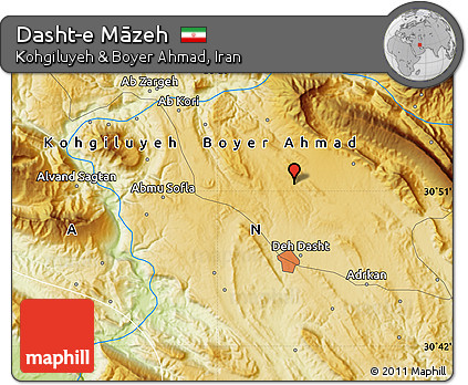 Physical Map of Dasht-e Māzeh