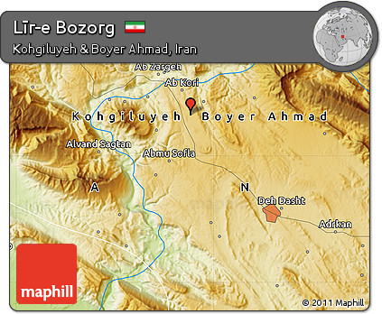 Physical Map of Līr-e Bozorg