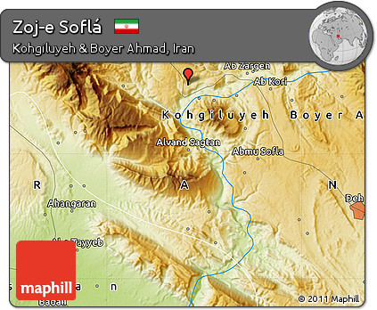 Physical Map of Zoj-e Soflá
