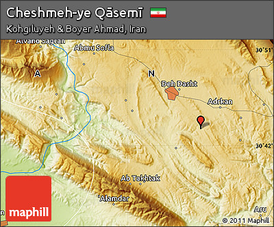 Physical Map of Cheshmeh-ye Qāsemī
