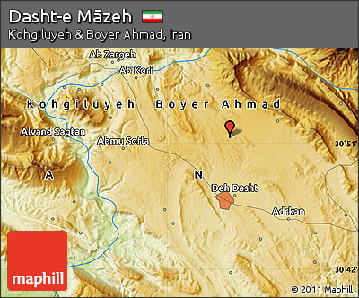 Physical Map of Dasht-e Māzeh