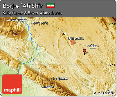 Physical Map of Borj-e `Alī Shīr