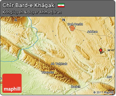 Physical Map of Chīr Bard-e Khāgak