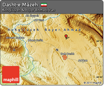 Physical Map of Dasht-e Māzeh