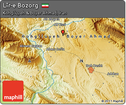 Physical Map of Līr-e Bozorg