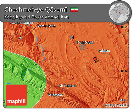 Political Map of Cheshmeh-ye Qāsemī